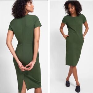 NEW Universal Standard Front Seam Ponte Knit Short Sleeve Midi Dress Size 6/8